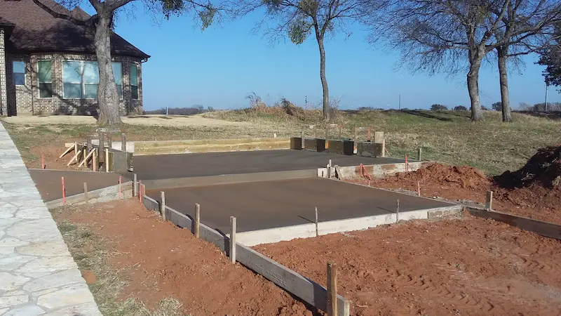 Laying concrete for a new patio