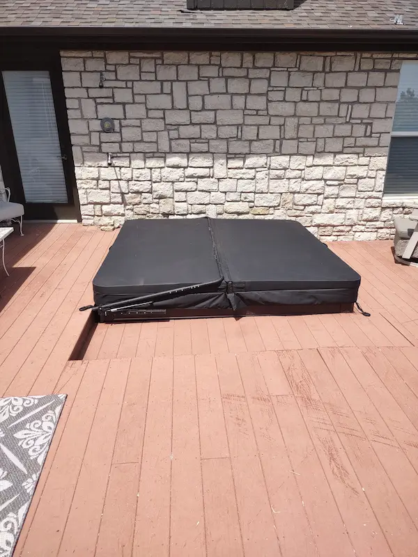 Inground hot tub installation on a patio